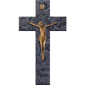 Croix Bronze Jésus en granit Mass Blue - 34x60cm