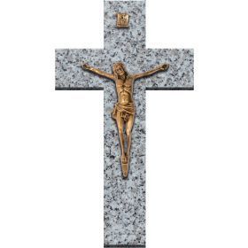 Croix Bronze Jésus en granit Gris du Tarn - 34x60cm