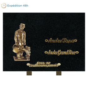 Plaque rectangle bronze jardinier 35x25cm