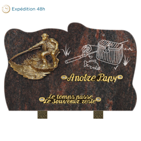 Plaque forme bronze pêche accessoires 30x20cm