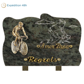 Plaque forme bronze et sablage vélo 30x20cm