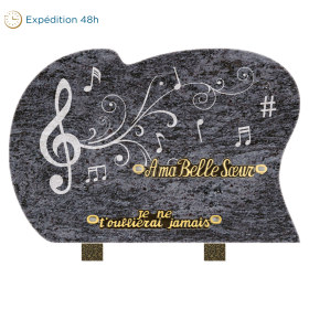 Plaque forme sablage notes de musique 30x20cm