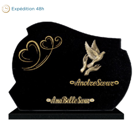Plaque forme cœur sablée et bronze main colombe 35x25cm