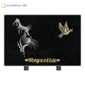 Plaque rectangle colombe et profil chat 30x20cm 