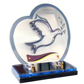 Plaque plexiglas ronde colombe 26x28cm