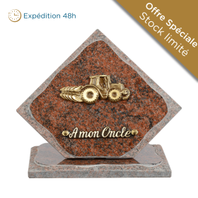 Plaque losange bronze tracteur 20x20cm