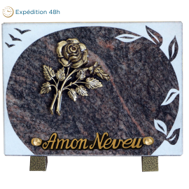 Plaque gravure ronde bronze rose 15x20cm