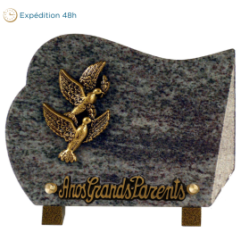 Plaque forme bronze deux colombes 15x20cm