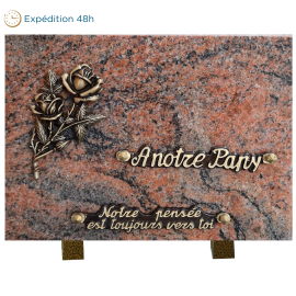 Plaque bronze 2 roses 18x25cm