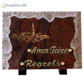 Plaque bords bruts bronze village 18x25cm