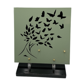 Plaque plexiglas carrée arbre papillon 33x28cm