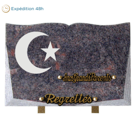 Plaque livre gravure croissant étoile 20x30cm