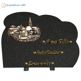 Plaque forme bronze village 30x40cm