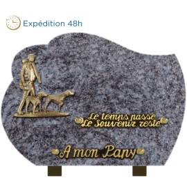 Plaque forme bronze chasseur chiens 18x25cm