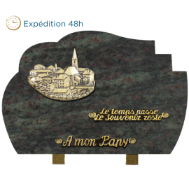 Plaque forme bronze village 20x30cm