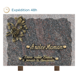 Plaque bords bruts bronze fleurs 18x25cm