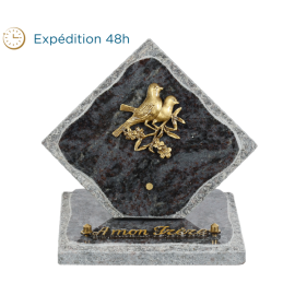 Plaque losange bronze oiseaux 15x15cm