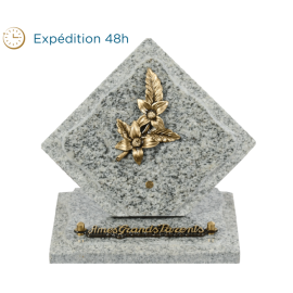 Plaque losange bronze fleurs 15x15cm