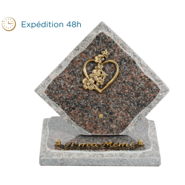 Plaque losange bronze coeur 15x15cm