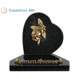 Plaque coeur bronze fleurs 12x12cm