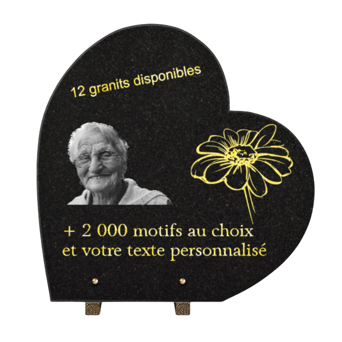 Plaque funéraire personnalisable coeur 40x40cm