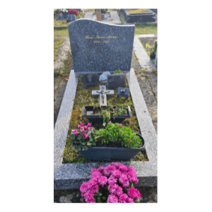 Monument Mesino avec stèle en bleu du lac, cimetière dans les Yvelines (78)